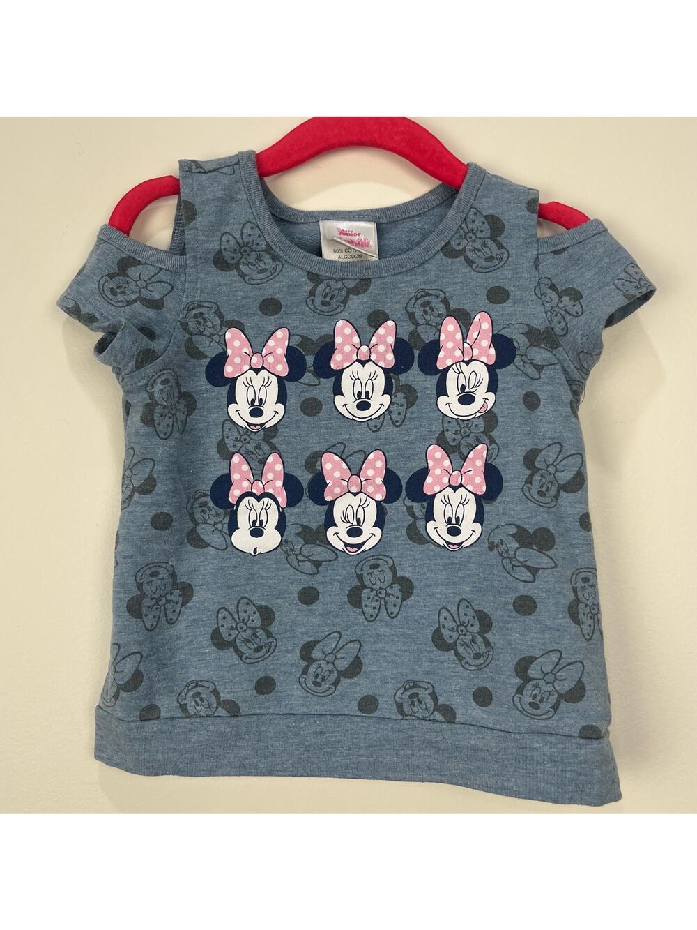 Disney Juniors 4T Minnie Mouse Short Sleeve Top Shirt Faces WDW cutout